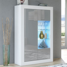 140cm Cabinet Sideboard I Cupboard Display I Grey Gloss Doors I Free LED