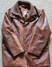 HELIUM Mens M Leather Jacket  Brown Leather