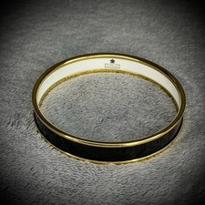 Halcyon Days - Enamel Bangle - Black Gold - Boxed - Gift Idea