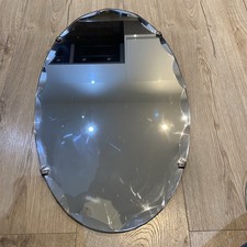 Vintage Oval Bevelled Edge Mirror 22x13 Inch Art Deco Style