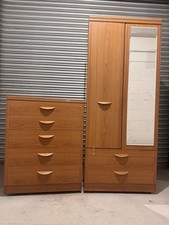 Alstons Furniture Bedroom Set – Double Wardrobe & 5 Drawer Chest Teak Matching