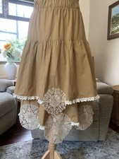 Zara MIDI Skirt Upcycled With Crochet Lace N Trim Boho Hippy Whimsy Cottagecore