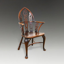 Gothic Windsor Chair- Ash, Elm & Fruitwood -Strawberry Hill House Revival-19th C