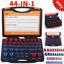 44Pcs Inch & Metric Set Nut & Bolt Thread Checker Identifier Thread Gauges Box