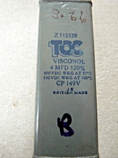 TCC 4µF 4UF 4MFD ± 20% 800VDC B  Visconol  Oil  Block Paper Capacitor Used