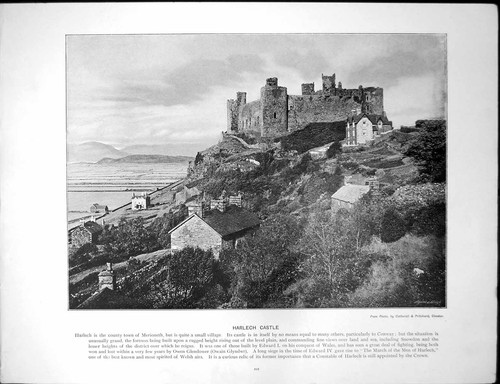 Old print harlech castle - print,