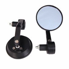 7/8"Universal Motorcycle Motorbike Handle Bar End Rearview Mirrors Round Black