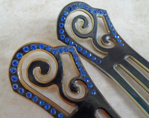 Pair art deco celluloid hair - pair,