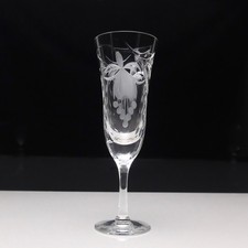 Royal Brierley Crystal Fuchsia Cut Champagne Flute Glass 8 1/4" 21 cm Tall