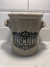 Ceramic Biscuit Barrel Moira Pottery Farmhouse Stoneware Kitchen Storage Jar 9”