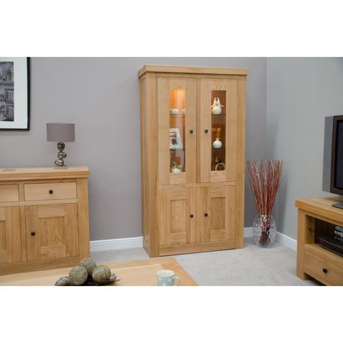 Solid oak glazed display - glazed,