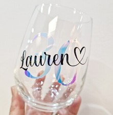 Personalised Birthday Glass Tumbler Stemless Wine Gift 18th 21st 30th 40th 50th