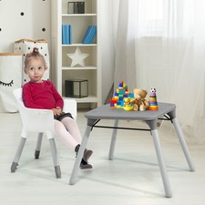 Convertible 4 in 1 Kids Highchair Table & Seat with Safety Strap White