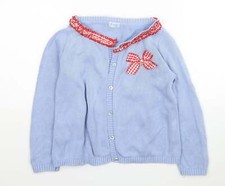 Foque Girls Blue Roll Neck Cotton Blend Cardigan Size 10 Years Button