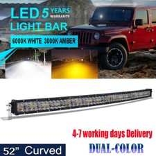 50Inch 3132W Led Work Light Bar Combo Offroad Boat Amber& White 2-Color Curved
