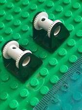 LEGO - 2 x BLACK String Winch Reel 2x2 with GREY Drum Fireman / Fire Engine