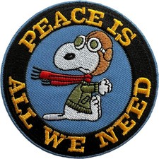 Peace Air Force Pilot Snoopy Patch Iron Sew On T Shirt Clothes Embroidered Badge