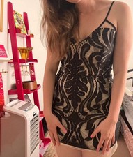 1920s-style Lace Black and Nude Vintage (Y2K) Cocktail Dress Mini by Missguided