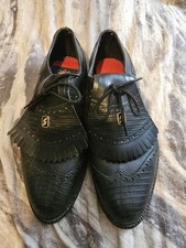 Stylo Made In England Mens Black Leather Golf Shoes Spiked Size Uk8 Eur42