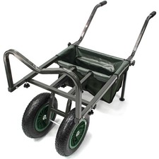 Carp Fishing Barrow Twin Big Wheels & Steel Adjustable Body Built In Tackle Bag