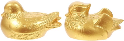 Golden mandarin ducks statue - mandarin,