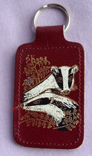 Vintage Leather Fob with Badger Design Key Ring #4