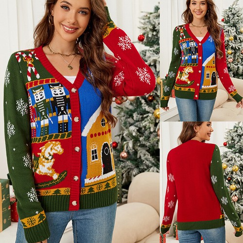 Ladies christmas button - christmas, button-up