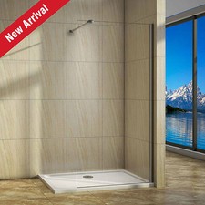 Walk In Shower Enclosure AICA Wet Room Screen Stone Tray Panel Easyclean Glass