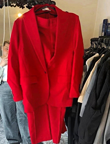 Zara red piece skirt suit - red,
