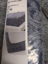 Ikea JÄTTEVALLMO Fitted Sheet Navy Blue + White 160x200x26cm King Size.