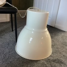 Very Large Cream Metal Lampshade with Chain for Ceiling Light