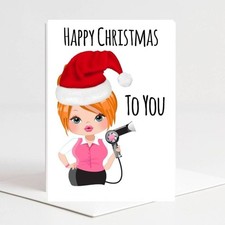 hairdresser stylist  christmas  Card  a5 size red ginger  hair