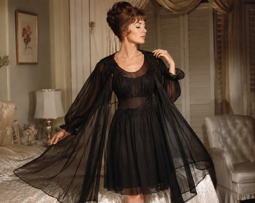 Vintage black chiffon teddy - vintage,