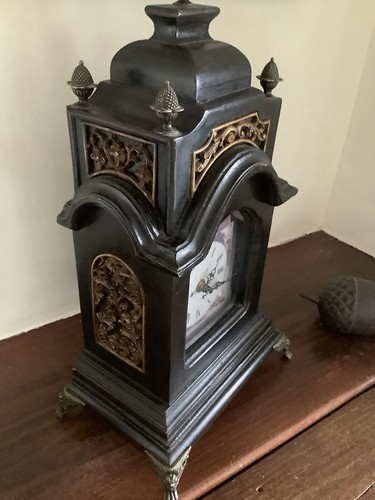 Ornate black gold clock - black,