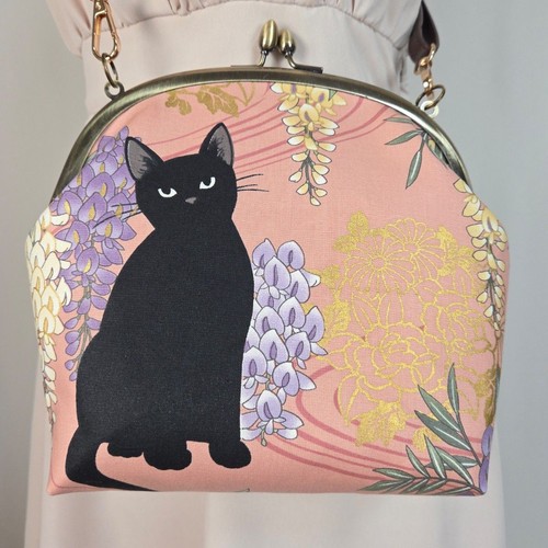 Cute black cat - , wisteria