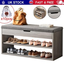 Shoe Bench Shoe Storage Rack Cabinet Organiser with Cushion Padded Seat Unit UK