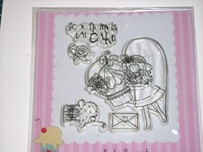 5 Clear Rubber Stamps Polkadoodles good friends eat cake rubber stamps