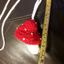   Chapstick crochet/ knitting mushroom  necklace lipstick/lighter holder hippy, 