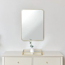 Gold Curved Framed Wall Mirror 70cm x 50cm wall mounted glamorous