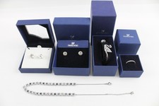 Swarovski Crystal Jewellery Swan Silver Tone Ring Earrings Signed Branded x 5