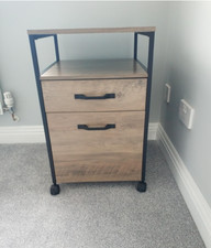 Industrial Filing Cabinet Vintage Rustic Wheels Drawers Office Storage Desk Unit