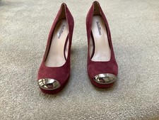 Ladies Bellissimo Burgundy Suede Platform Heel Shoes 4