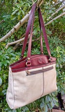 Patricia Nash Ivory Leather Shoulder Tote Bag  Very Good Clean Condition