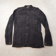 Pretty Green Mens Jacket Small Brown Dark Cord Overshirt Lennon Utility Chore