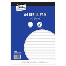 A4 Refill Pad 100 Sheets Feint Ruled Pre-Punched For Binders