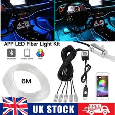 6M LED Neon Strip Light Car Interior Atmosphere Fiber Optic Lamp USB APP Control