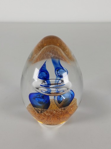 Art glass paperweight blue - art,