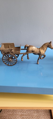Brass horse and cart working - and,