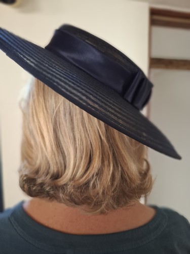 Hat navy wedding wide brimmed - navy,