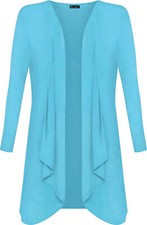 Womans Hanky Hem Jersey Long Sleeve Top Waterfall Open Cardigan UK 8-26